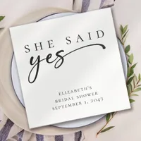 She Said Yes Minimalist Script Bridal Shower Napkins