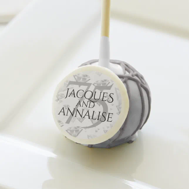 Elegant 75th Diamond Wedding Anniversary Cake Pops