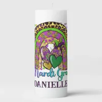 Rainbow Mardi Gras Pillar Candle