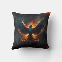 Phoenix Bird Rising with Flames Throw Pillow