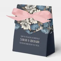 Elegant Navy Floral Wildflower Wedding Favor Boxes