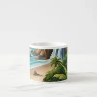 Tropical Beach Ocean Palm trees espresso cup