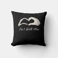 Don't Walk White Classic Skeleton Hands Hearts Throw Pillow