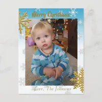 Add a Photo to this Blue Christmas Card