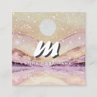 *~* QR BLUSH  PINK  Abstract Landscape Nature AP93 Square Business Card