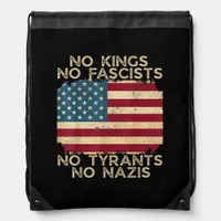 No Kings In America No Fascists We The People Poli Drawstring Bag
