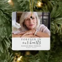 Forever in Our Hearts Photo Sympathy Memorial  Ceramic Ornament