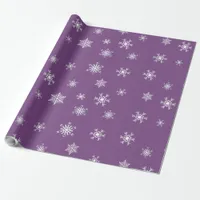 Purple and White Snowflakes Christmas Wrapping Paper