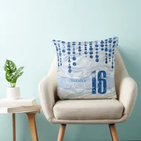 Satin Jewel Sweet Sixteen Blue ID260 Throw Pillow