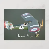 Vintage Fighter Plane Birthday Edit Age Thank You Postcard