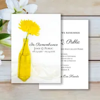 Yellow Flower in Vase Death Anniversary Memorial Invitation