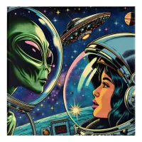 Woman Astronaut Meets Extraterrestrial Alien Acrylic Print