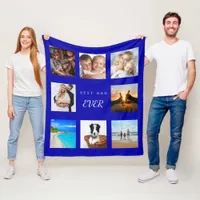 Father royal blue photo collage fleece blanket