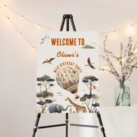 Safari Wild One Hot Air Balloon Birthday Welcome Foam Board