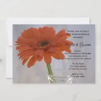 Orange Daisy in Vase Post Wedding Brunch Invitation