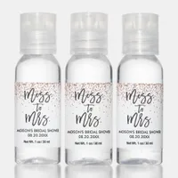Rose Gold Glitter Miss To Mrs. Bridal Shower Hand Sanitizer