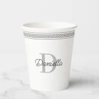  Custom Monogrammed Elegant Greek Meander Party Paper Cups