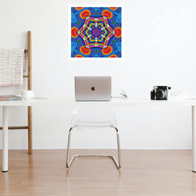 Kaléidoscope peinture à l’huile multicolore faux canvas print