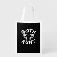 Goth Aunt Punk Skeleton Heart Hands Gothic Design Grocery Bag