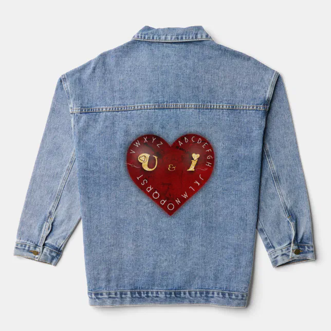 You and I - alphabet game on a red heart Denim Jacket