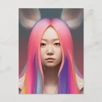 Pastel Hair Woman Postcard