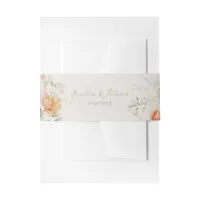 Blush Pink Watercolor Flowers Wedding Invitation Belly Band