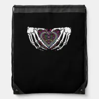 Skeleton Hand Heart Muertos Mexican Day Of Dead Drawstring Bag