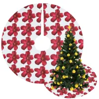 Red Hibiscus Flower Pattern Tree Skirt