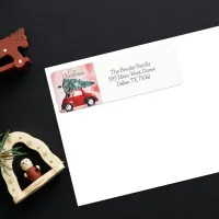 Vintage Red Car with Christmas Tree Return Address Label