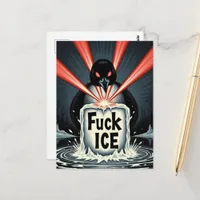 Angry red laser eyes MN Loon melting ice Postcard