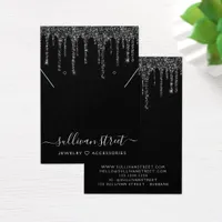 Black Glitter Drip Earrings Necklace Display Card