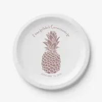 Elegant Pink Glitter Pineapple Quinceanera Party Paper Plates