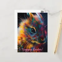 Colorful Easter Bunny Happy Easter Holiday Postcard