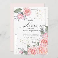Bridal Shower Rustic Pink Cottage Roses Invitation