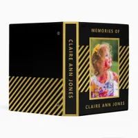 Bold Black Gold Foil Name Baby Book Mini Binder