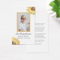 Sunflowers Watercolor Funeral Memorial Prayer Card