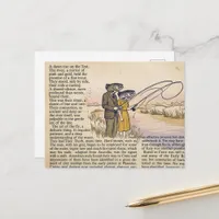 Surreal Fishing Couple Collage Postcard
