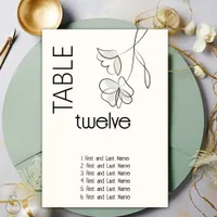 Minimalist Modern Floral Muted Sage and Buff  Table Number