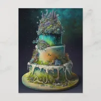 Green Weed Wedding Cake  Postcard