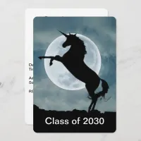 Unicorn Silhouette Full Moon Graduation Party Invitation