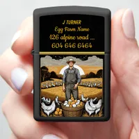 Egg Farmer Proudly Tending to His Flock at Sunrise Zippo Lighter