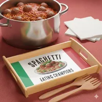 Funny Spaghetti Eating Champions Family Reunion Serving Tray