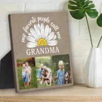 Rustic Burlap Daisy Photo Collage Grandma Gift Plaque