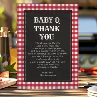 Baby Q Barbeque Rustic Country Baby Shower Red Thank You Card