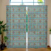 Southwest Mountain Peaks Turquoise 50x108in Sheer Curtains