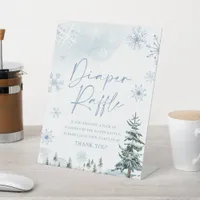 Diaper raffle baby shower winter sign blush pink