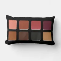 Modern Feminine Dark Warm Brown Makeup Pallete Lumbar Pillow