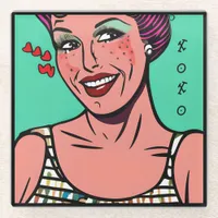 Pretty Retro Pop Art XOXO Glass Coaster