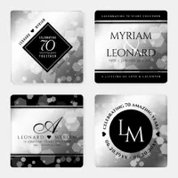 Elegant 70th Platinum Wedding Anniversary Coaster Set