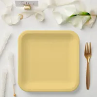 Modern coastal yellow solid paper plates